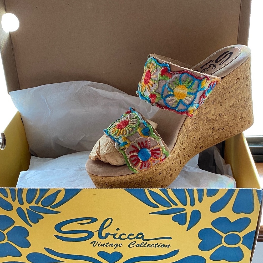 Sbicca Colorful Floral Wedge Sandals